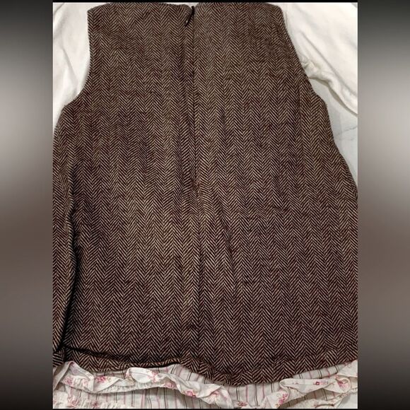 Carter’s | Girls Brown Herringbone Tank Dress with Cream Onesie - Picture 4 of 12
